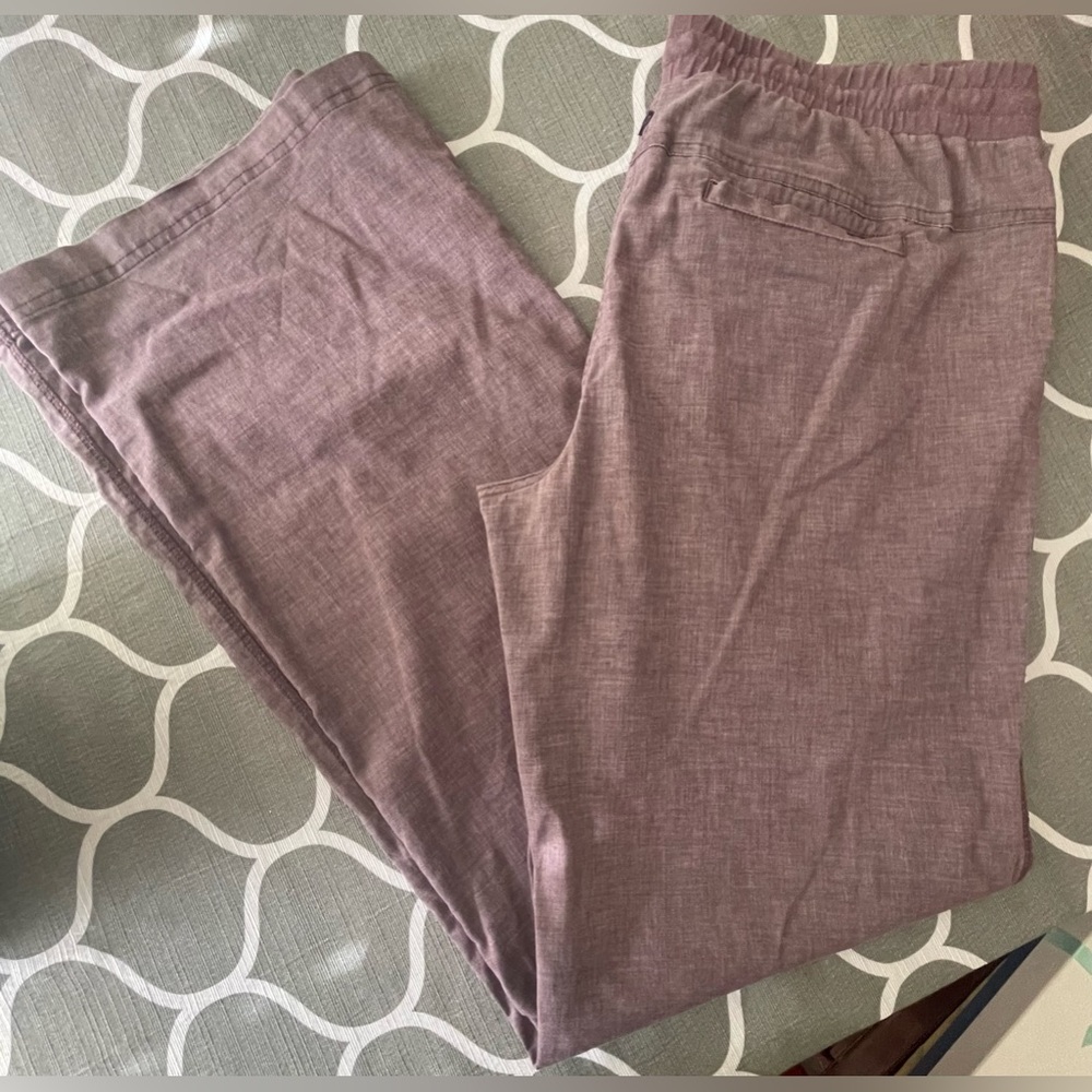 PRANA Steph Hemp blend wide leg waist tie pants with pockets size large. EUC.